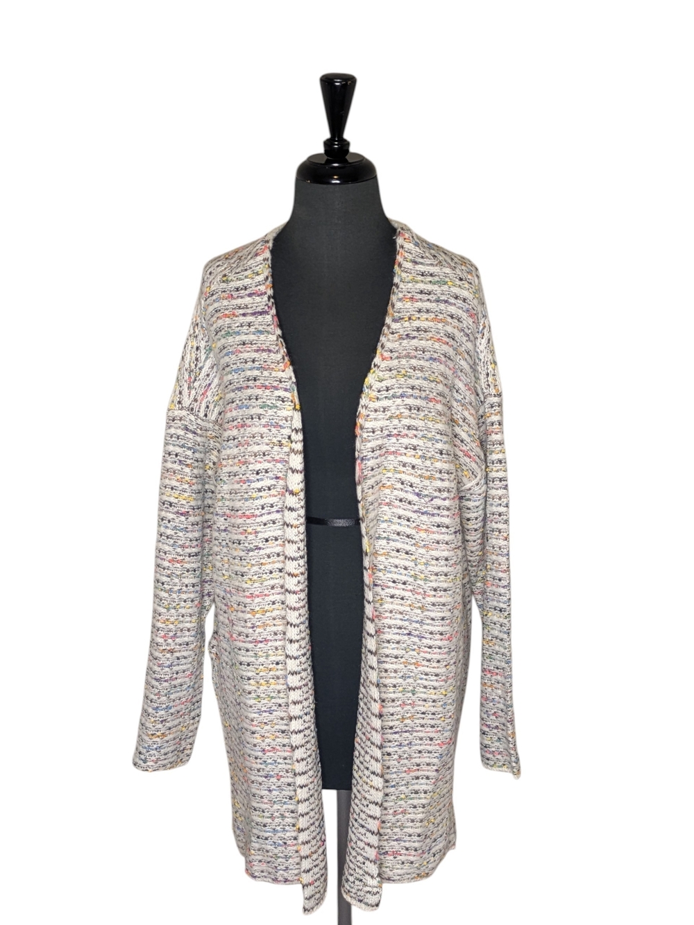 NWT Christopher & Banks Women's XL White& Multicolor Bouclé Cardigan Sweater